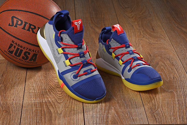 Men Nike Kobe Bryant AD E.P Blue Grey Red Yellow Shoes
